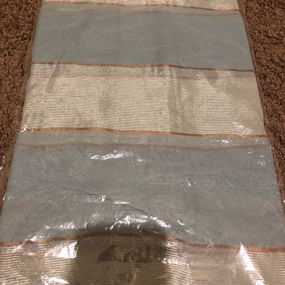 Silk scarf: baby blue and copper